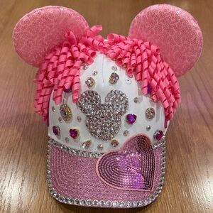 Pink and White Mouse Ears Cap